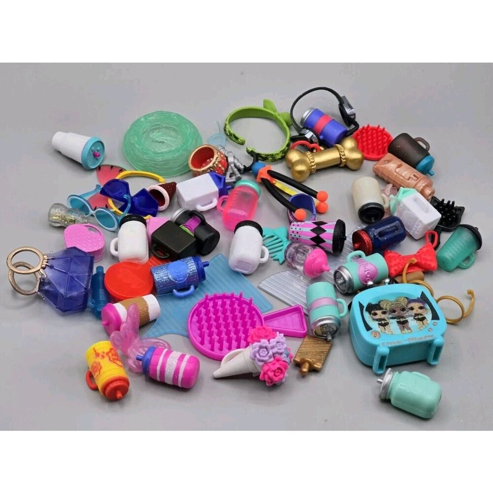 Lol Surprise Doll Accessory Accessories Bundle Lot Of 55 Bottles, Glasses, Exc